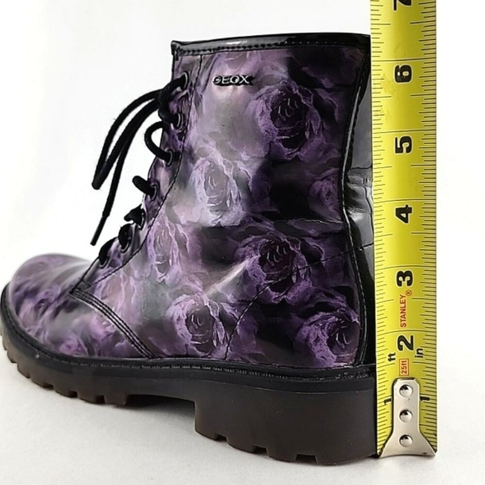 GEOX Women's Casey Purple Floral Rose Patent Leather Lace Up Short Boots 36 - Picture 16 of 16